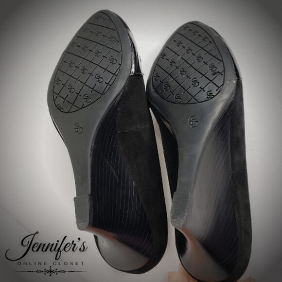 Joan & David Women's Black Manni Suede Loafer Wedges Size 8M - Picture 11 of 14